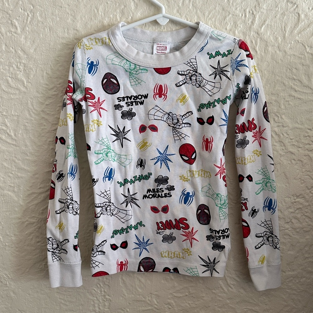 Hanna Andersson Marvel Spider-Man Long John Pajama Top White Multi 6 7